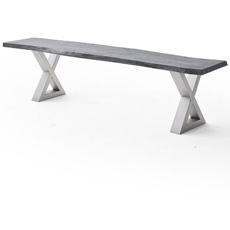 Esszimmer Sitzbank mit 160 cm Breite, Akazie massiv, grau sandgestrahlt - COSENZA-06