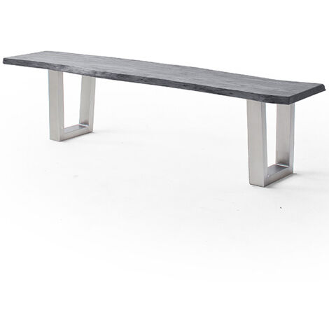 Esszimmer Sitzbank mit 160 cm Breite, Akazie massiv, grau sandgestrahlt - COSENZA-06