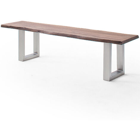 Esszimmer Sitzbank mit 160 cm Breite, Akazie massiv, walnussfarben lackiert - COSENZA-06