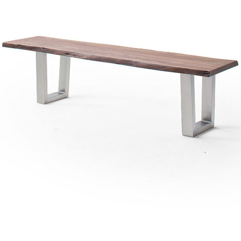 Esszimmer Sitzbank mit 160 cm Breite, Akazie massiv, walnussfarben lackiert - COSENZA-06