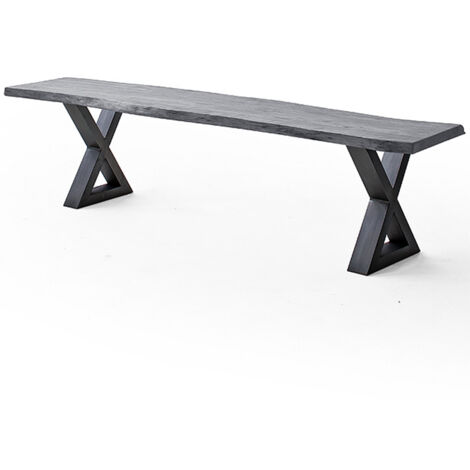Esszimmer Sitzbank mit 180 cm Breite, Akazie massiv, grau sandgestrahlt - COSENZA-06