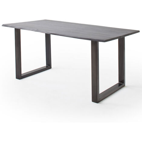 Esszimmer Tisch 160x90 cm, Akazie massiv, grau sandgestrahlt - COSENZA-06