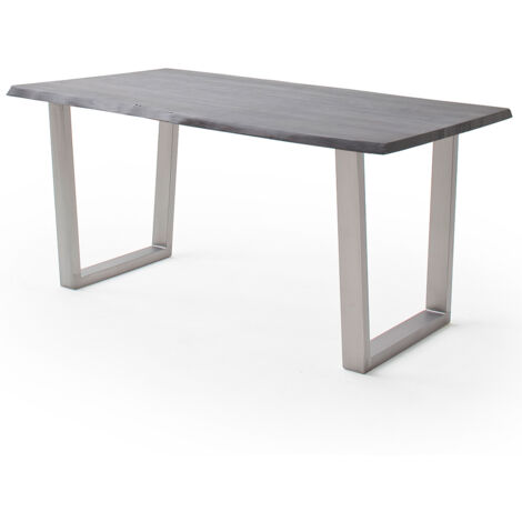 Esszimmer Tisch 180x100 cm, Akazie massiv, grau sandgestrahlt - COSENZA-06