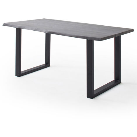 Esszimmer Tisch 180x100 cm, Akazie massiv, grau sandgestrahlt - COSENZA-06