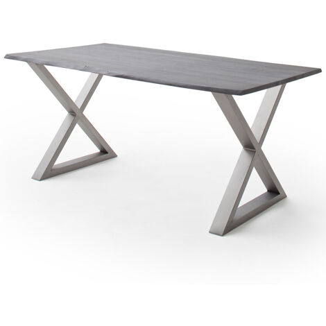 Esszimmer Tisch 180x90 cm, Akazie massiv, grau sandgestrahlt - COSENZA-06