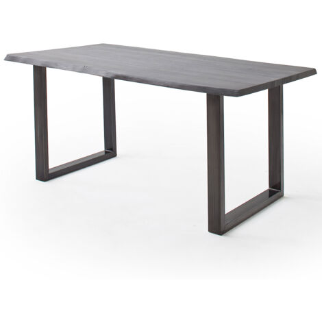 Esszimmer Tisch 200x100 cm, Akazie massiv, grau sandgestrahlt - COSENZA-06