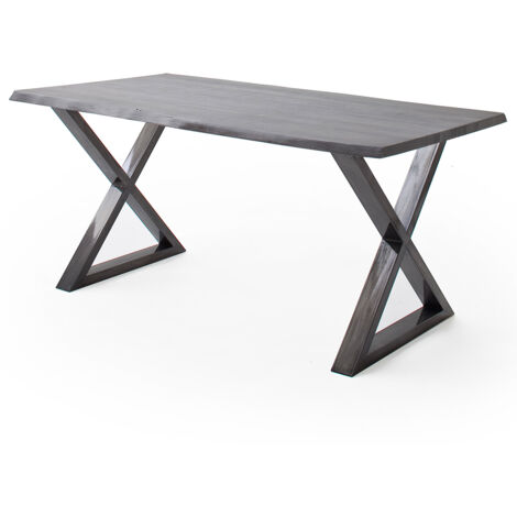 Esszimmer Tisch 200x100 cm, Akazie massiv, grau sandgestrahlt - COSENZA-06