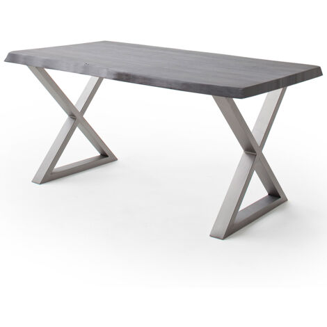 Esszimmer Tisch 200x100 cm, Akazie massiv, grau sandgestrahlt - COSENZA-06