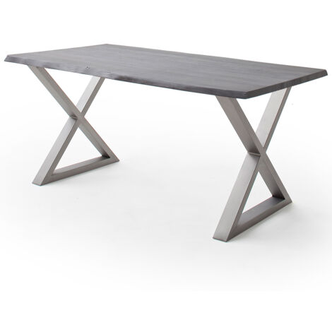 Esszimmer Tisch 200x100 cm, Akazie massiv, grau sandgestrahlt - COSENZA-06