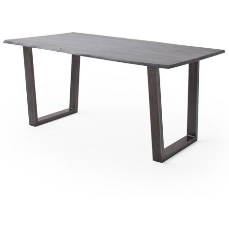 Esszimmer Tisch 200x100 cm, Akazie massiv, grau sandgestrahlt - COSENZA-06