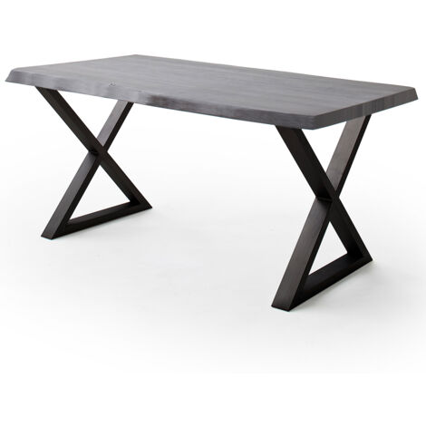 Esszimmer Tisch 220x100 cm, Akazie massiv, grau sandgestrahlt - COSENZA-06