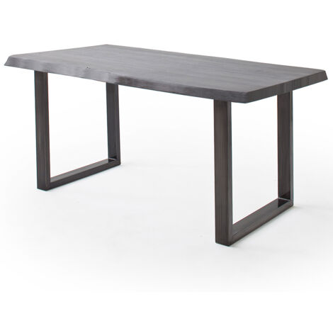 Esszimmer Tisch 240x100 cm, Akazie massiv, grau sandgestrahlt - COSENZA-06