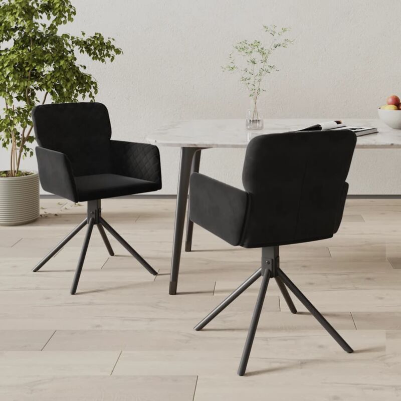 Esszimmerstühle 2 Stk. Drehbar Schwarz Samt - Vidaxl