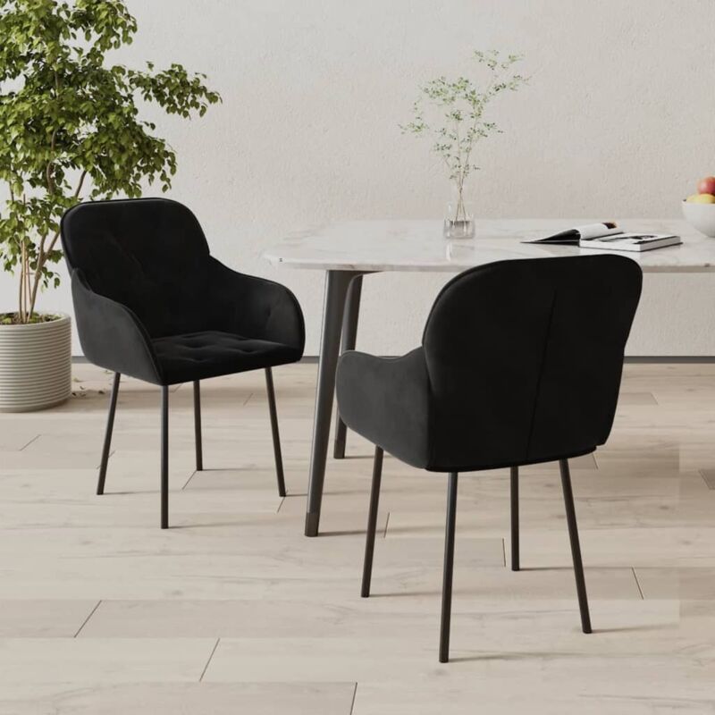 Esszimmerstühle 2 Stk. Schwarz Samt - Vidaxl