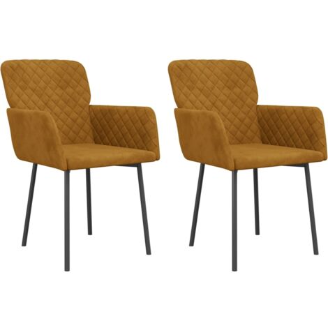 Esszimmerstühle 2 Stk. Braun Samt vidaXL