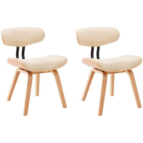 Esszimmerstühle 2 Stk. Creme Bugholz und Kunstleder vidaXL