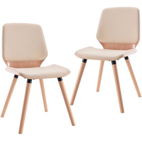 Esszimmerstühle 2 Stk. Cremeweiß Kunstleder vidaXL