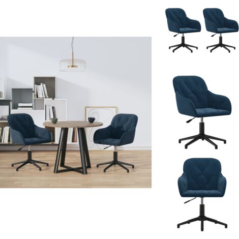Esszimmerstühle 2 Stk. Drehbar Blau Samt - Samtstühle - Esszimmerstühle - Drehbare Stühle - Blaue Möbel - Wohnzimmersessel