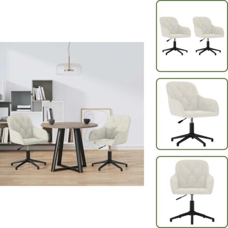 Esszimmerstühle 2 Stk. Drehbar Creme Samt - Samtstühle - Esszimmerstühle - Drehbare Stühle - Cremefarbene Möbel - Wohnzimmersessel