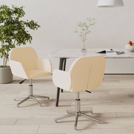 Esszimmerstühle 2 Stk. Drehbar Creme Stoff vidaXL