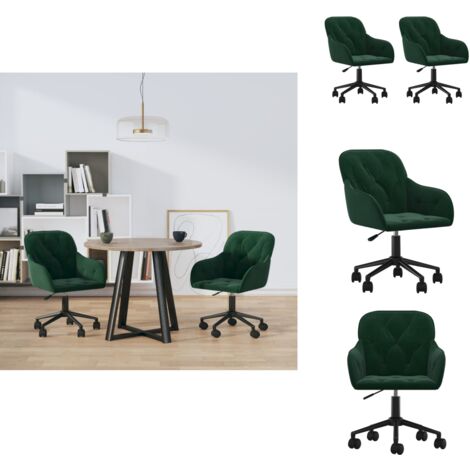 Esszimmerstühle 2 Stk. Drehbar Dunkelgrün Samt - Samt Sessel - Esszimmerstühle - Drehbare Stühle - Stühle Mit Armlehnen - Wohnzimmersessel