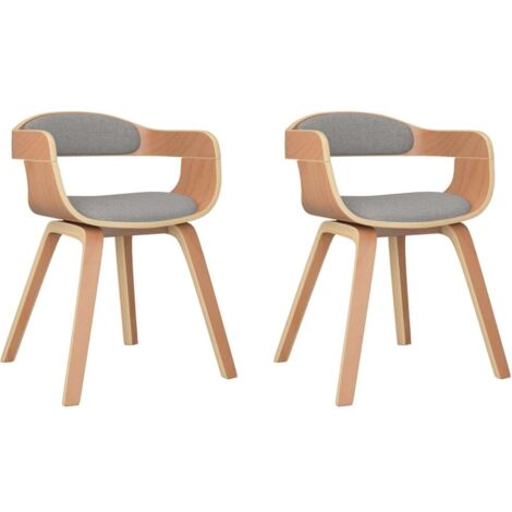 Esszimmerstühle 2 Stk. Taupe Bugholz und Stoff vidaXL