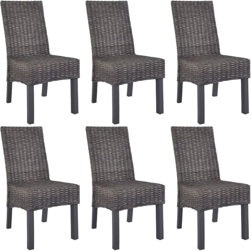 Vidaxl - Esszimmerstühle 6 Stk. Braun Kubu Rattan Und Mangoholz