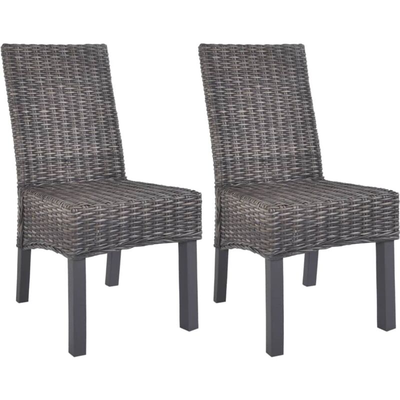 Vidaxl - Esszimmerstühle 2 Stk. Braun Kubu-rattan Und Mahagoniholz