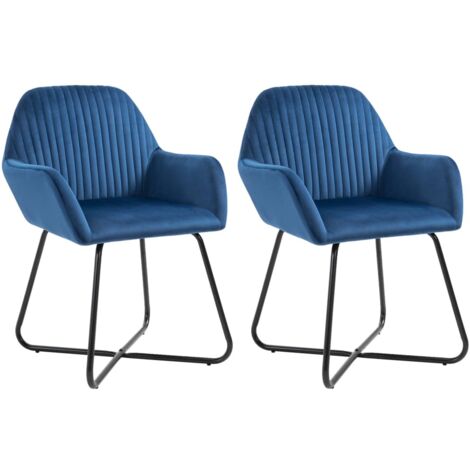 Esszimmerstühle 2er-Set Blau Samt