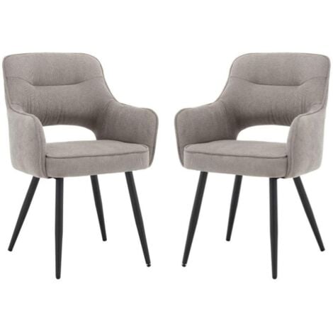 WAHSON OFFICE CHAIRS Esszimmerstühle 2er Set Küchenstühle mit Metallbeinen Moderner Polsterstuhl mit Armlehnen für Esszimmer/Wohnzimmer, Chenille, Grau