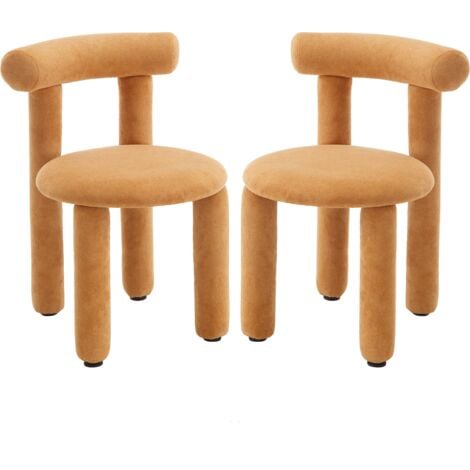 WAHSON OFFICE CHAIRS Esszimmerstühle 2er Set Kunstfell Küchenstühle mit Rückenlehne Polsterstuhl für Wohnzimmer, Kunstfell, Weiß