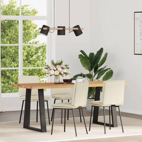 Esszimmerstühle 4 Stk. Creme Samt vidaXL