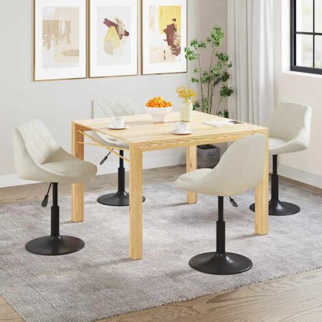 Esszimmerstühle 4 Stk. Drehbar Creme Samt