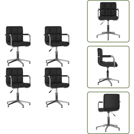 Esszimmerstühle 4 Stk. Drehbar Schwarz Kunstleder - Esszimmerstühle - Drehbare Stühle - Küchenstühle - Schwarze Stühle - Stühle Aus Kunstleder