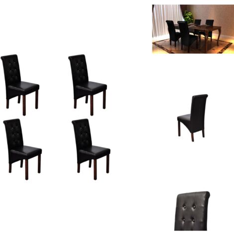 Esszimmerstühle 4 Stk. Schwarz Kunstleder - Esszimmerstühle - Küchenstühle - Holzstühle - Kunstledersessel - Schwarze Möbel