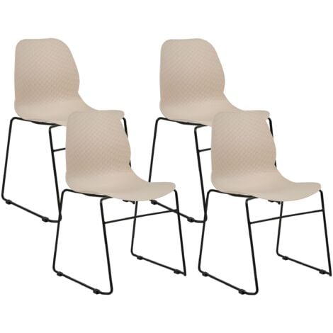 BELIANI Esszimmerstühle 4er Set Beige aus Kunststoff Schwarze Beine Ohne Armlehnen Modernes Design Stapelbar Konferenzstühle für Esszimmer Büro