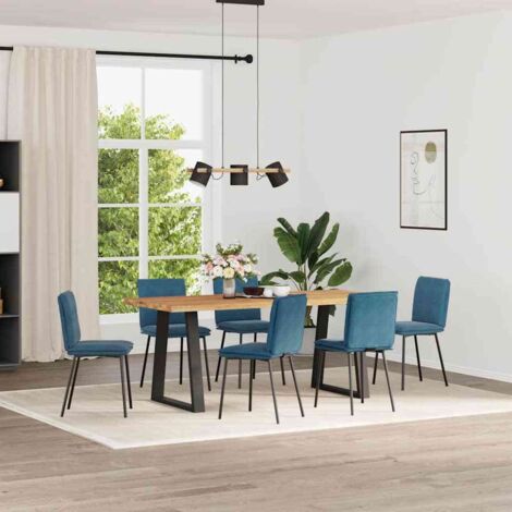 Esszimmerstühle 6 Stk. Blau Samt vidaXL552000