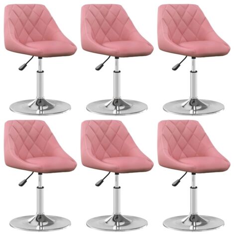 Esszimmerstühle 6 Stk. Drehbar Rosa Samt