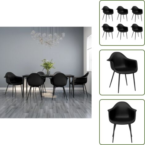 Esszimmerstühle 6 Stk. Schwarz PP - Esszimmerstühle - Schwarze Stühle - Stühle Set - Kunststoffsessel - Moderne Sessel
