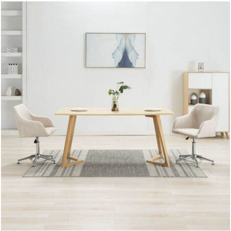 Esszimmerstühle Drehbar 2 Stk. Cremeweiß Stoff vidaXL