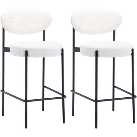 Esszimmerstühle für Küche aus Teddystoff mit Metallbeine Modern Weiß 2er Set Wahson