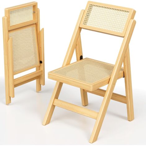 Esszimmerstühle, klappbar Küchenstühle ohne Armlehne, Böhmischer, Vintage, Klappstuhl für Esszimmer, Rattan Stuhl, Balkonstuhl, Naturfarben, 1pcs