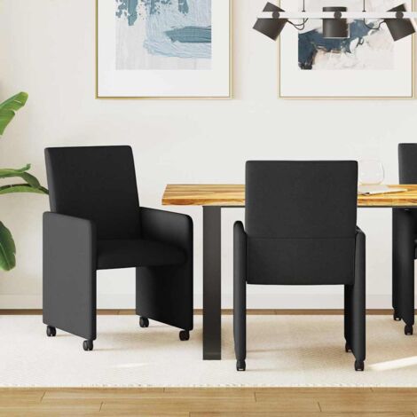 Esszimmerstühle mit Rädern 2 pcs Schwarz 57 x 66 x 94 cm Stoff vidaXL