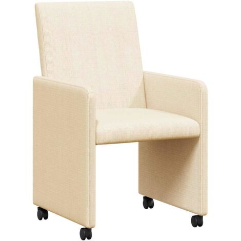 Esszimmerstühle mit Rollen 2 pcs Creme 57 x 66 x 94 cm vidaXL