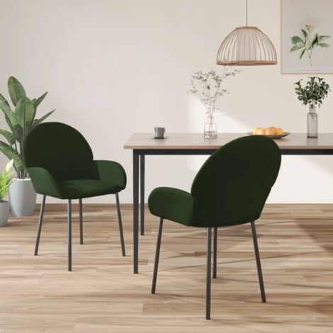 Esszimmerstühle Set von 2 Dunkelgrün Samt