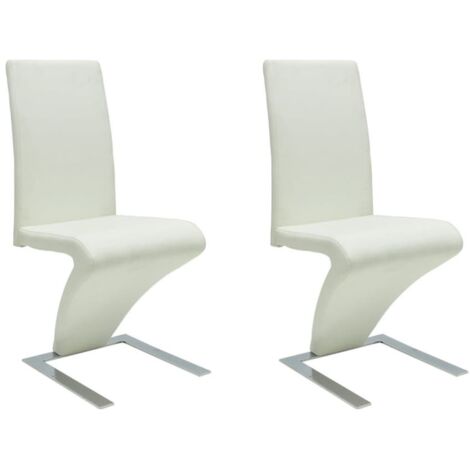 Esszimmerstühle Set von 2 Weiß Kunstleder