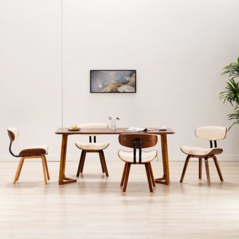 Esszimmerstühle Set von 4 Creme Holz gebogen und Kunstleder
