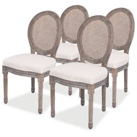 Esszimmerstühle Set von 4 in Creme Stoff