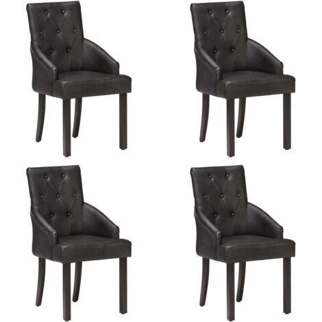 Esszimmerstühle Set von 4 Schwarz echtes Ziegenleder