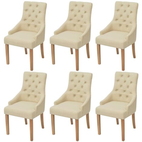 Esszimmerstühle Set von 6 Creme Stoff
